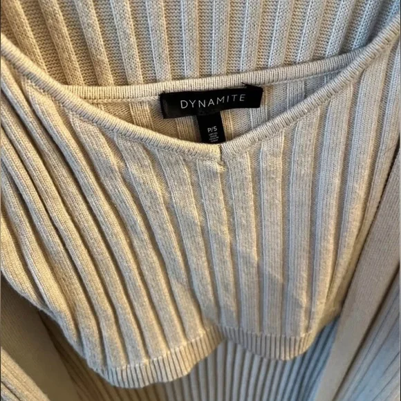 Dynamite Beige Ribbed Lounge Set - Picture 2 of 4